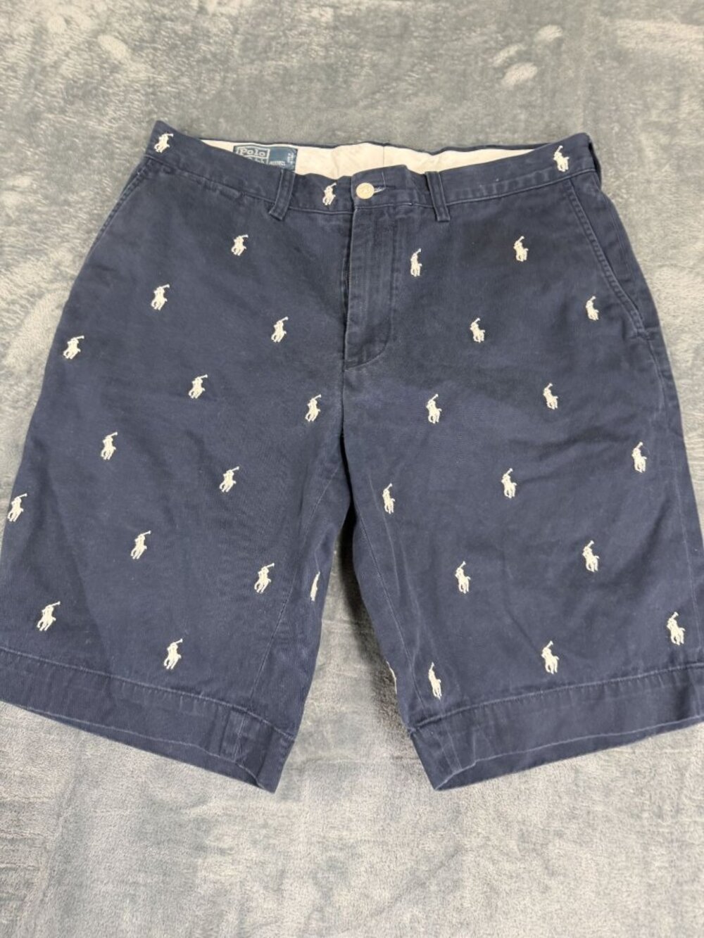 Polo Ralph Lauren Mens Navy Blue Pony Embroidered Chino Shorts 34